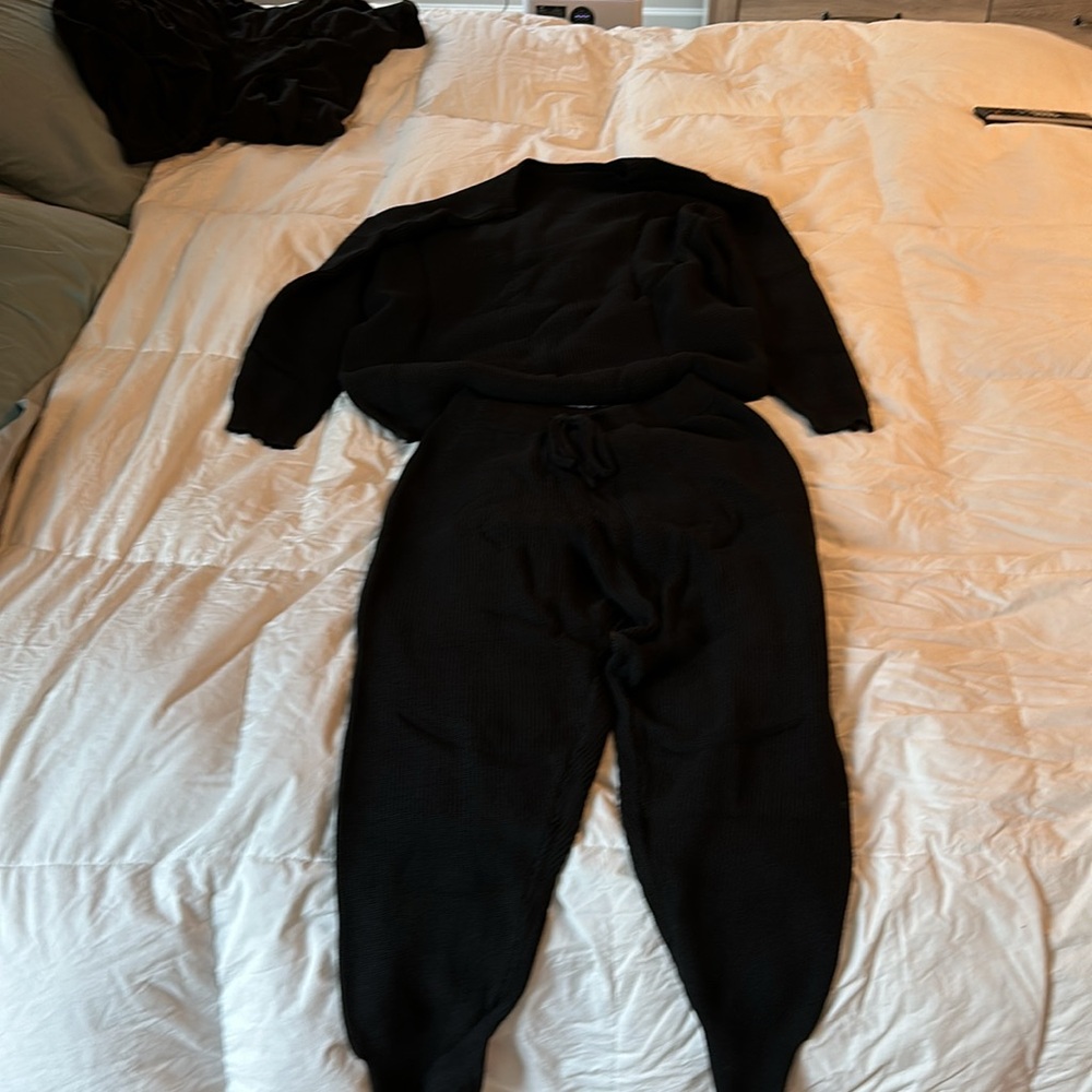Cute sweater material lounge wear set.